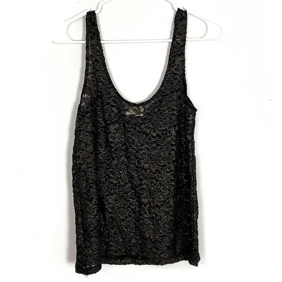 Urban Outfitters Tank Top Womens Size XS Lace Shirt Black Gold Boho Tee Retro - Picture 2 of 7
